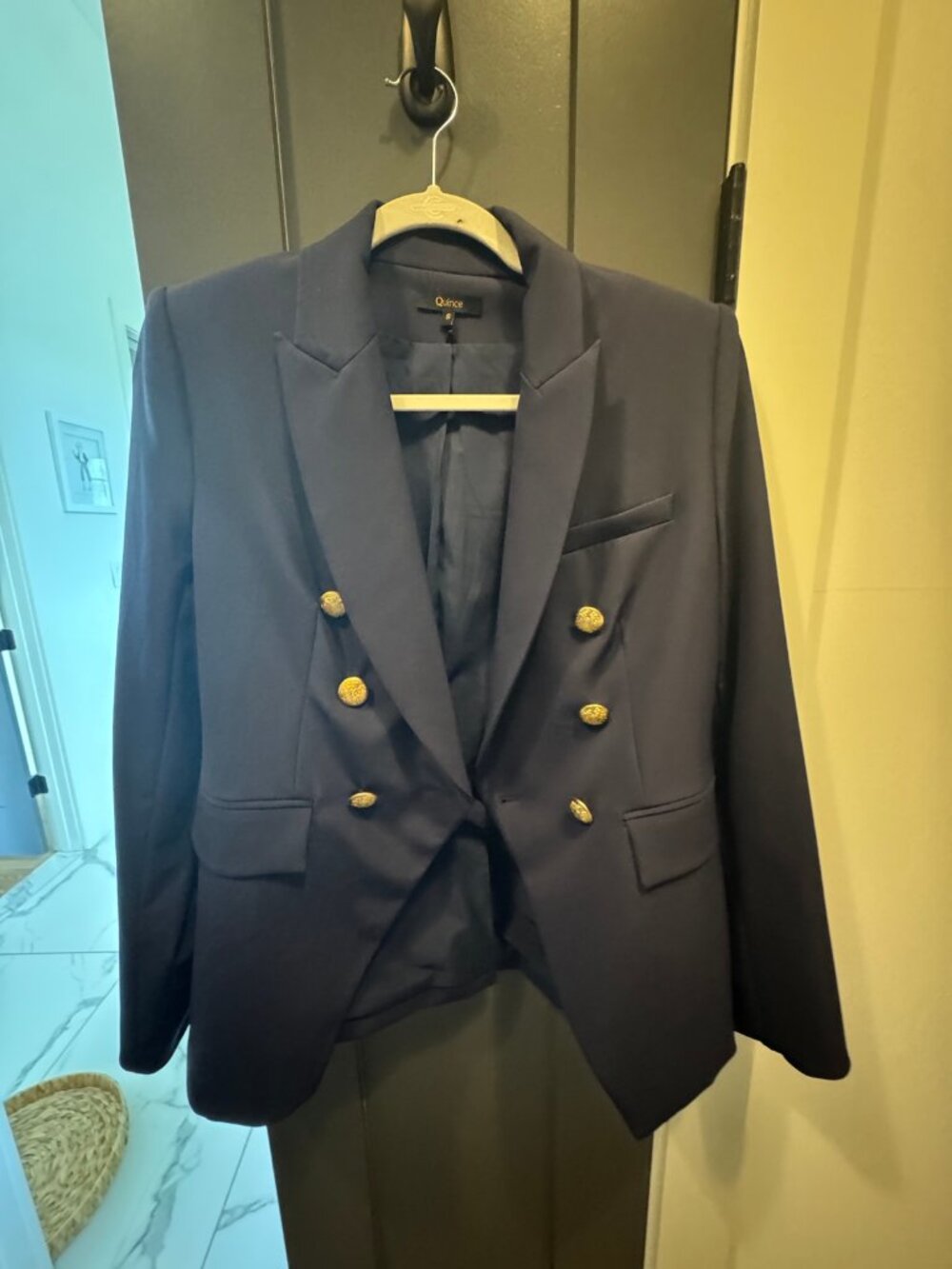 Quince Scuba Captain's Convertible Blazer - Navy with Gold Buttons - S
